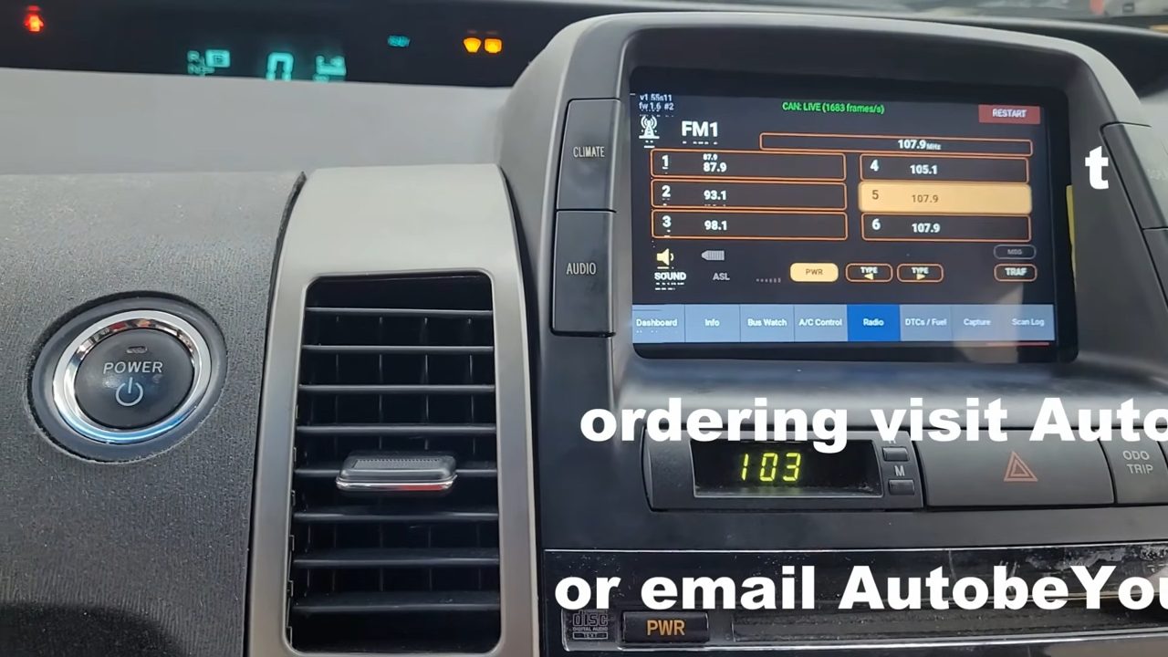 Radio screen with FM presets